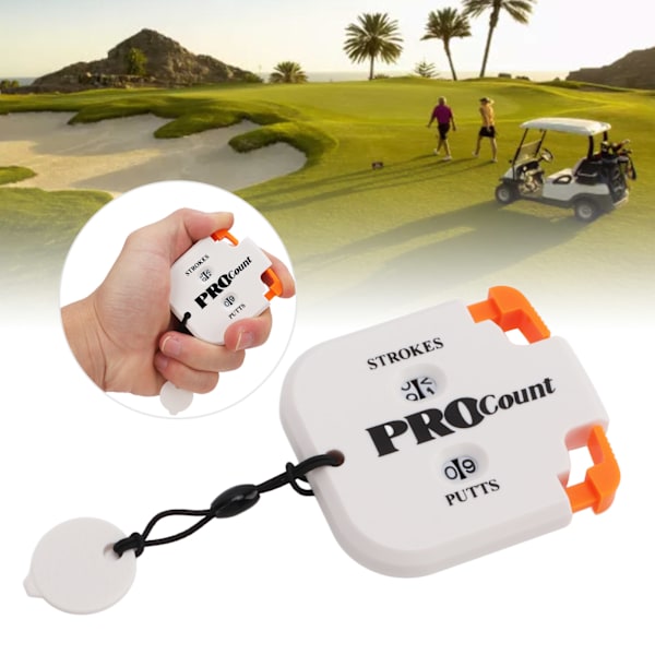 Golf Score Counter One Touch Reset Dubbel Handhållen Mini Stroke Counter för Utomhus Scorekeeper Vit Orange