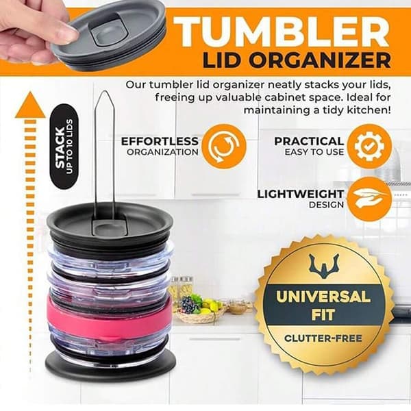 Two-piece storage rack for glass lids, drill-free vertical storage rack suitable for water cup lids, black.