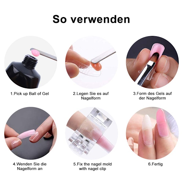 EBANKU Clear False Nails Tips Nagelformar, 100 bitar Nagelförlängningssats för Gel Nails Akrylnaglar med 1 stycke akrylmålarpensel med dubbla ändar