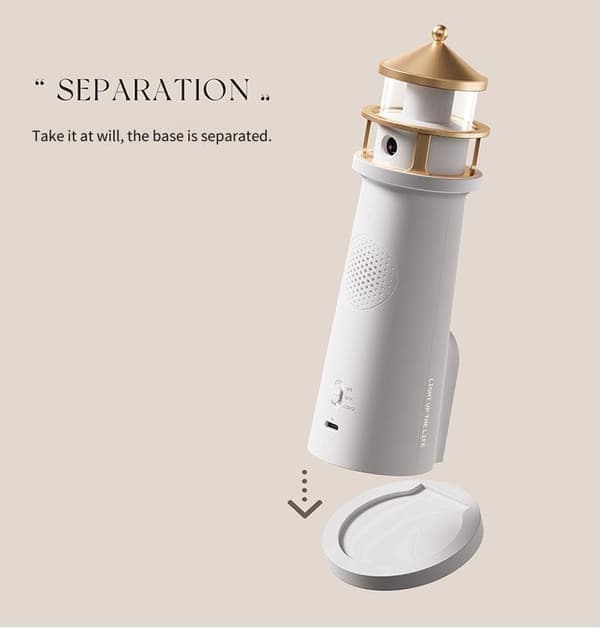 Moonlight Lighthouse Night Light with Bluetooth Speaker Remote Control LED Mood Light and Moon Projection 242mm High.