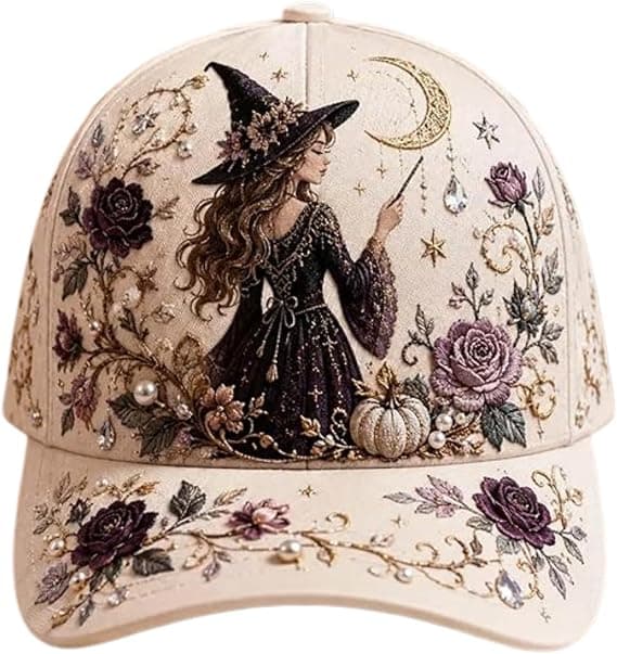 3D Halloween Broderet Baseballkasket til Kvinder, Vasket Bomuldshat med Græskar Spøgelse Broderi E E