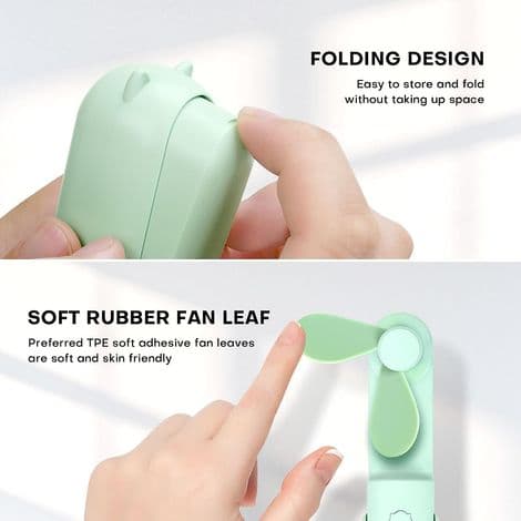 Mini håndholdt ventilator, mini lydløs genopladelig ventilator med 3 hastigheder, bærbar USB-ventilator til rejser (grøn)