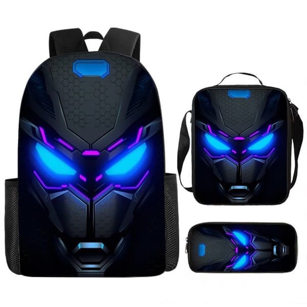 School Backpack, Lunch Bag, Pencil Case, or 3-Piece Set in Mechanical Style for Kids Design 21 3-Piece Set