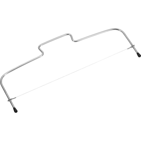 Tårtbottenavdelare/tårtskärare med 2 räfflade skärtrådar, rostfritt stål, längd: 32 cm, silver