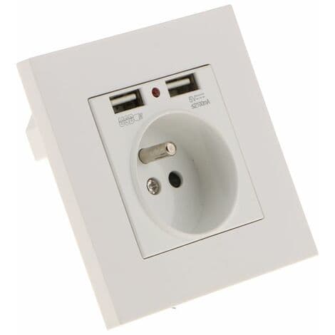 Wall Socket, Wall Socket with Dual USB 5V/2100mA, Recessed Socket with 2 USB Ports, Convenient and Easy to Use