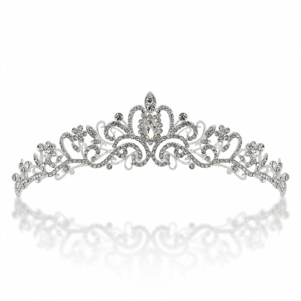 Bröllopskrona och tiara för brud med kristaller för brudens hårtillbehör Silverhårtiara för kvinnor och flickor