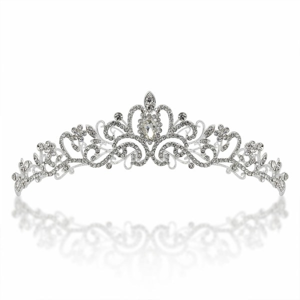 Silver Tiara Crowns Crystal Pannband Princess Rhinestone Crown med kammar Brud Pannband Bröllopsbal födelsedagsfest Håraccessoarer