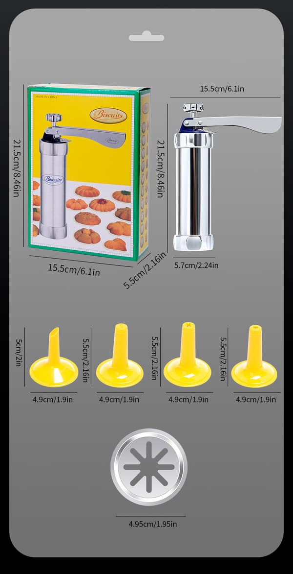 Cookie Press Gun Kit, Stainless Steel Cookie Maker Homemade Baking Tool Biscuits Cake Dessert DIY Maker and Decoration