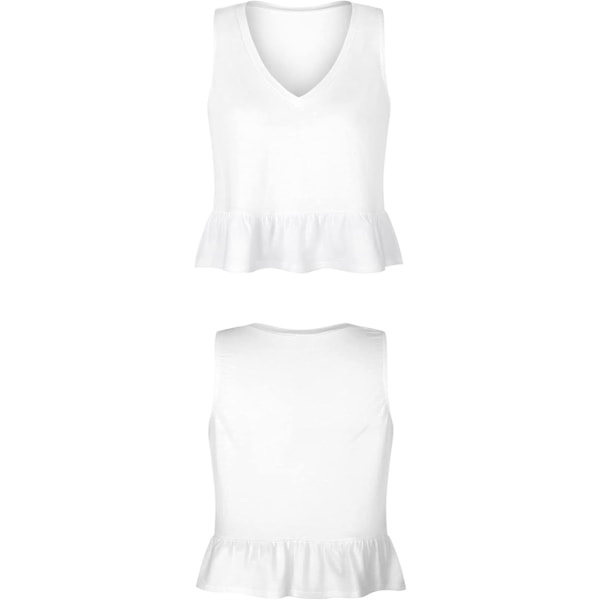 Kvinnors casual V-ringad peplum volangfåll ärmlös babydoll tank top