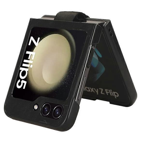 For Samsung Galaxy Z Flip5 Ring PU Leather PC Phone Case