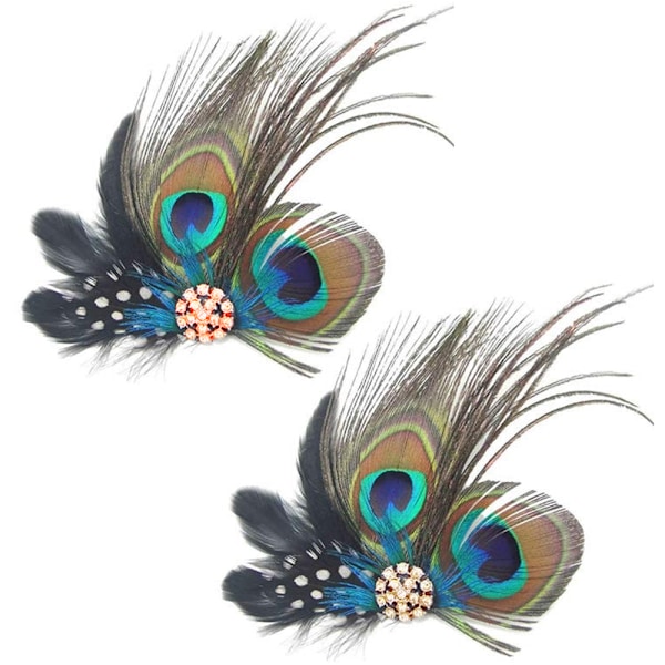 2 st Fashion Påfågel Fjäder Hårklämmor Hårnålar Festklänning Huvudbonad Bröllop Fjäder Fascinator för Kvinnor Flickor