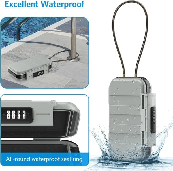 Portable Safe Combination Security Box with Code Waterproof Anti-theft Mini Travel Security Box with Removable Chain Security Box