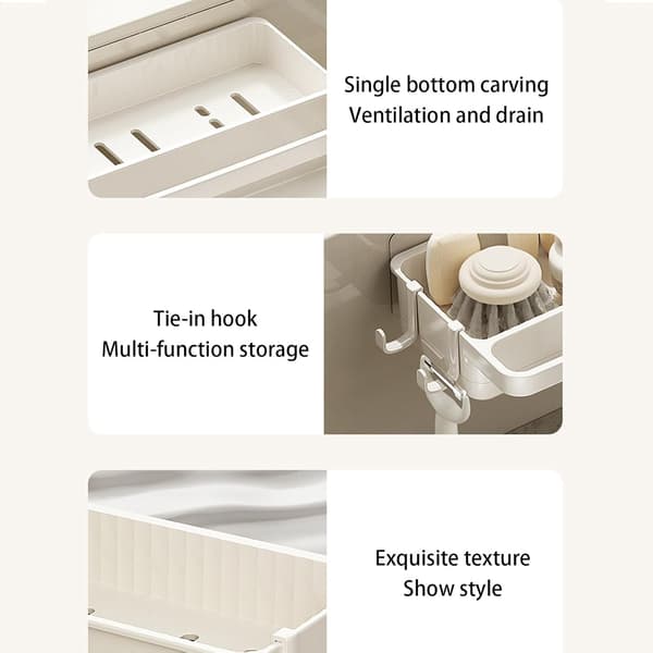 Sink Organizer - Countertop Sponge Holder, Compact Drain Organizer, Multifunctional Soap Dish for Brushes & Scrubbers, Bathroom.