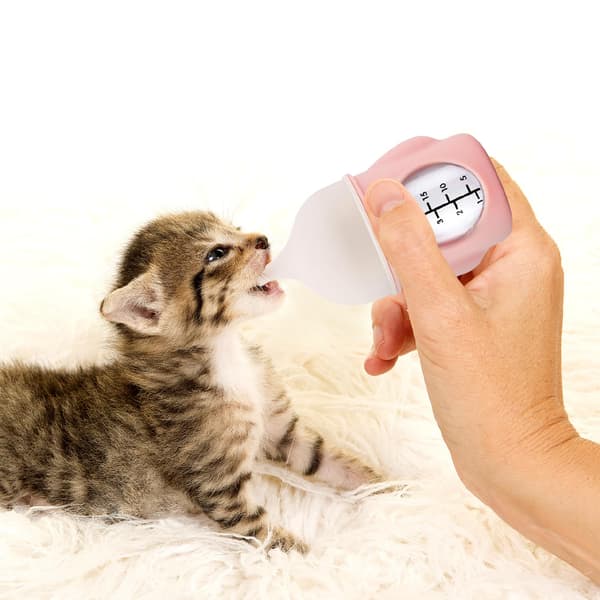 Flaskmatningsflaska för valpar - 20 ml nappflaska med långsamt flöde för nyfödda kattungar/valpar/smådjur (rosa)