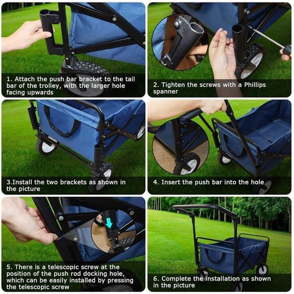 Folding Cart Push Handle Extendable Cart Handle Accessories Cart Equipment for Flat Folding Cart