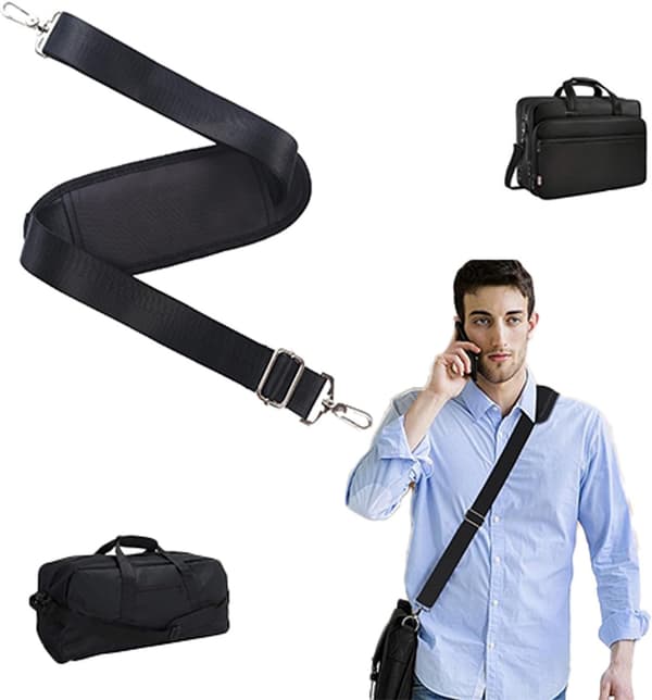 Justerbar skulderrem, sort, 133x3,8 cm, erstatning til laptop- og crossbody-tasker
