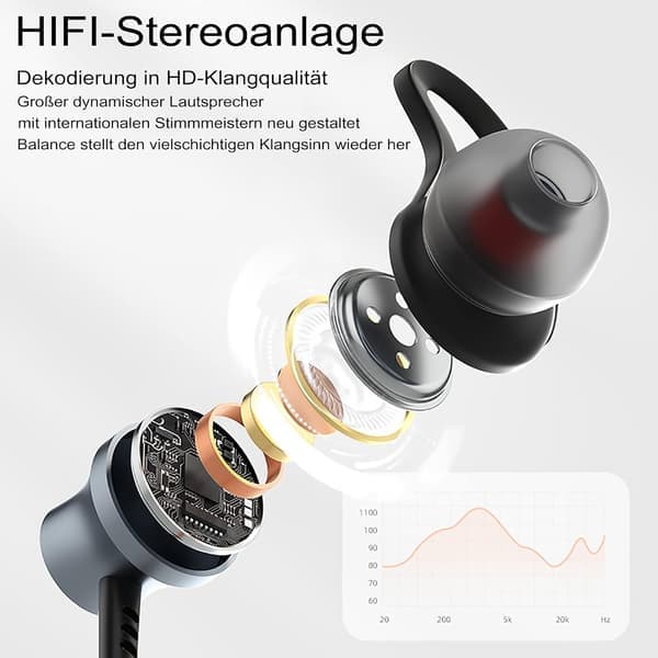 Bluetooth-hörlurar sport in-ear, sporthörlurar bluetooth med mikrofon