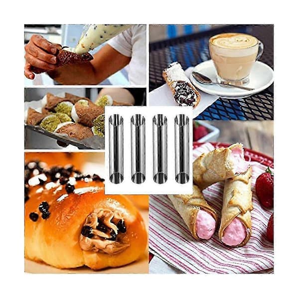 30 stk. Non-stick Cannoli-forme i rustfrit stål til danske kager Silver