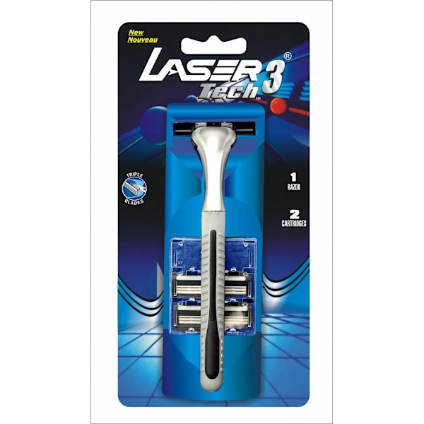 Laser Tech3 rakhyvel + 2 rakblad,  3-bladig rakhyvel för män