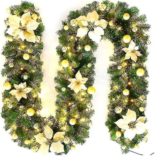 Julekrans, Peiser Trapper Dekorerte Kranser LED-lys Ornamenter Julekrans For Dekorasjon[hsf]{AZC}