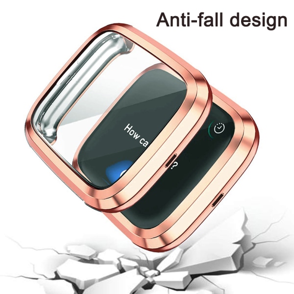 [2-pack] Fitbit Versa case , helt runt elektroplåt Mjuk TPU stötfångare runt cover Case + svart