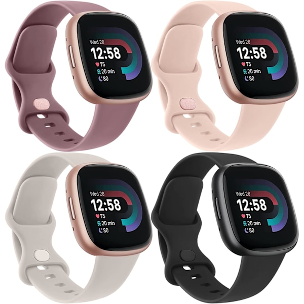 Mjukt klockarmband för Fitbit Versa 3/4 - 4-pack