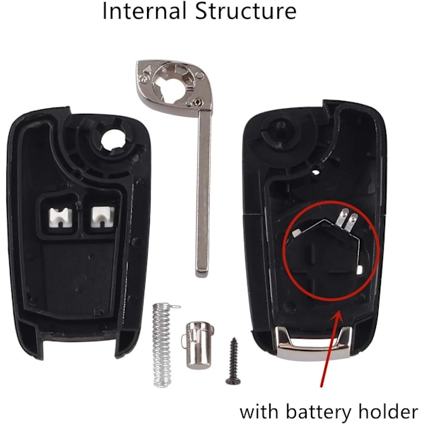 2 knappar fjärrkontroll bilnyckelfodral ersättningsbricka kompatibel med Vauxhall Opel Astra Insignia Vectra Zafira Meriva Mokka nyckelskal (med Fjärrkontroll med 3 knappar