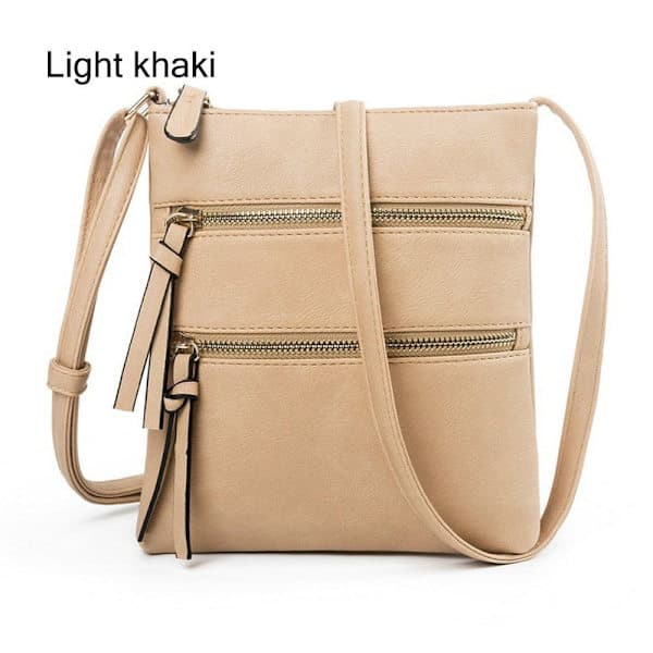 Crossbody-taske med lynlås til kvinder, LYS KHAKI Light khaki