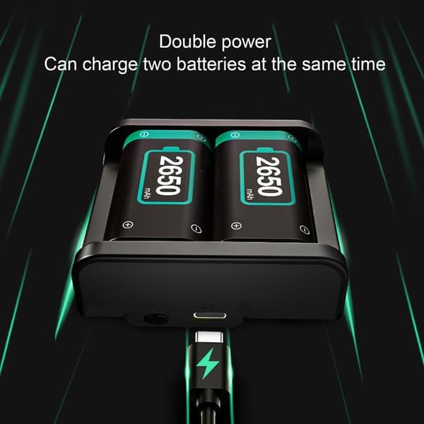 Oppladbart batteripakke for Xbox Series X/S 2650mAh Hurtiglading LED-indikator Kontrollerbatteri