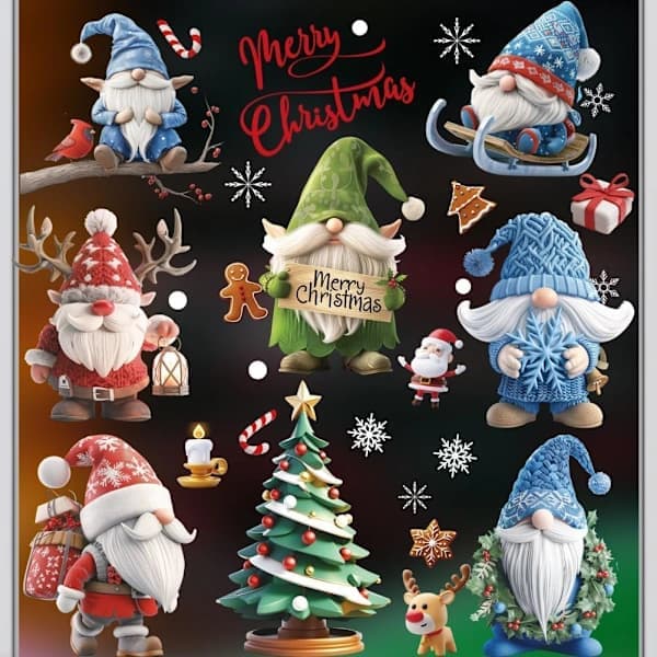 Christmas Window Decals 9 Sheets 95 Pieces Christmas Window Decorations Double-Sided PVC Static Cling