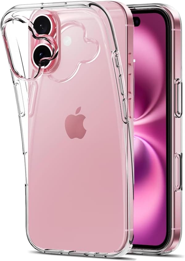 iPhone 16 Plus läpinäkyvä ohut silikonigeelikuori (läpinäkyvä)