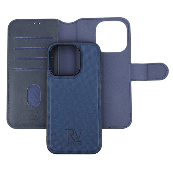 iPhone 15 Pro Plånboksfodral Magnet Rvelon - Blå Marinblå