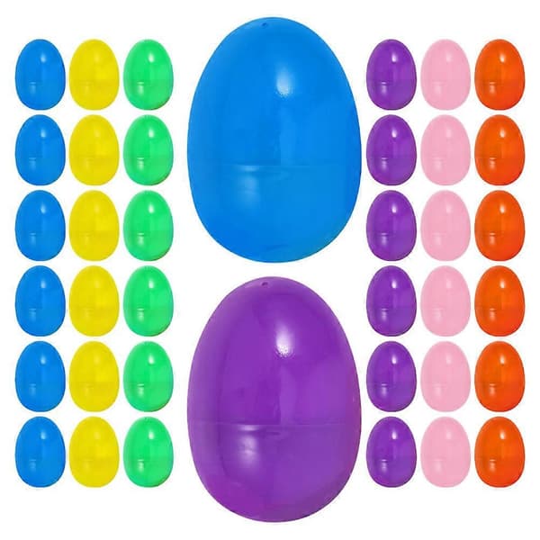 Påskeplastfyldbare æg til festdekoration 60 stk. assorterede🐰🥚🌷