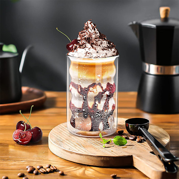 Latte macchiato-glas, dubbelväggiga, 350 ml, 6-pack, termoglas av borosilikatglas, espressokoppar, kaffekoppar, dricksglas,