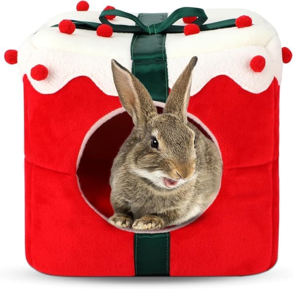 Julekaninseng, et koselig gjemmested for kaniner 35*35CM. Et varmt og vaskbart kjæledyrgjemmested.