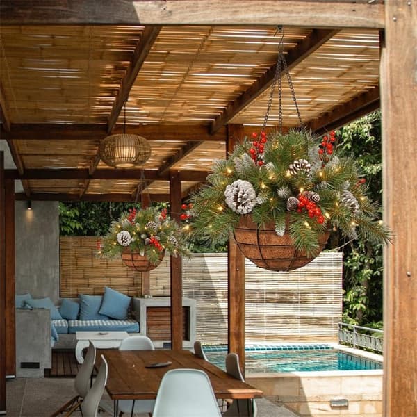 Hanging Basket Wreath, Decorations, Wreath, Artificial Hanging Basket