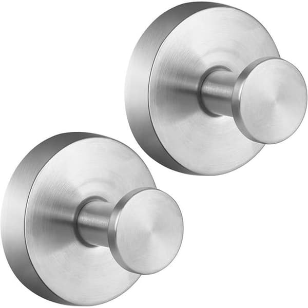 2 Stainless Steel Suction Cup Hooks, Waterproof for Kitchen and Bathroom (Silver) SUCTION CUP