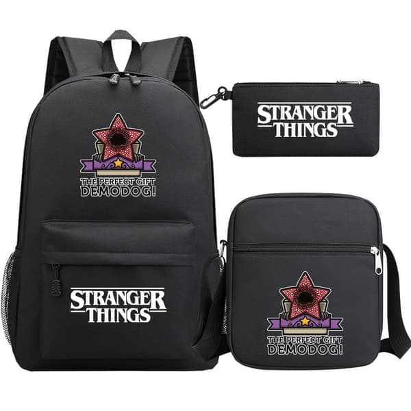 Stranger Things Ryggsäck 3-delat Set Student Skolväska Canvasväska 19 3PCS/Set 19
