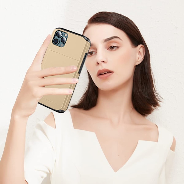 2PCS Telefonfodral Kreditkortsfack Glidande Dold Skyddande Skal Baksida för iPhone 14