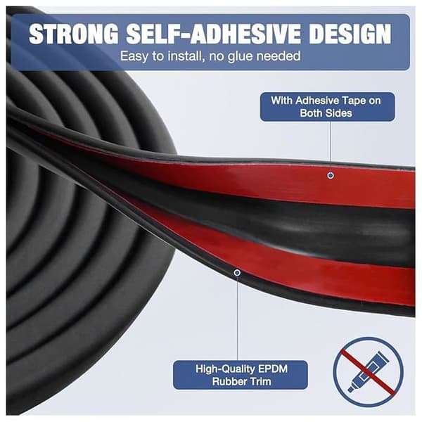 U-shaped Seal - XVX - Sheet Metal Edge Protector - Flexible Rubber - 3m, 2mm - Black