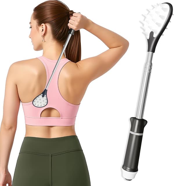 Adjustable Back Scratcher - Back Scratcher for Adults - Back Scratcher - Extendable - Relieves Itching - Portable Lightweight - Black