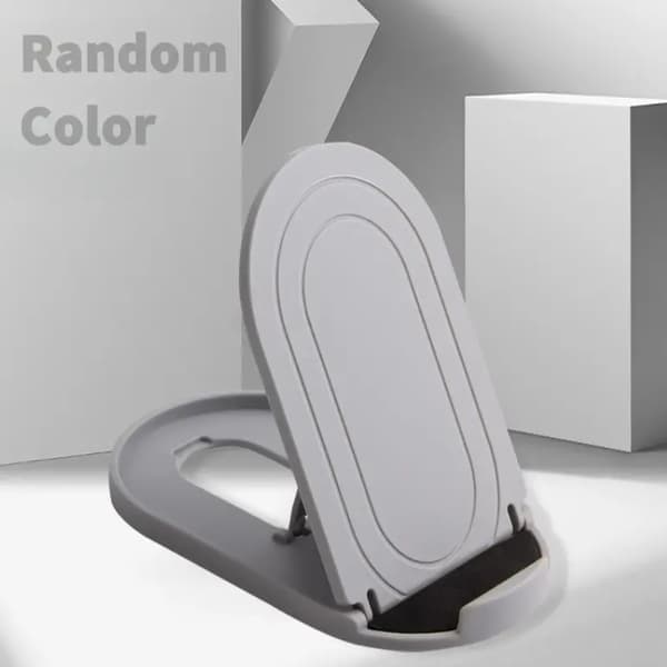 [1PCS] Foldable Cell Phone Stand Oval Shaped, Universal Multi-Angle Mobile Phone Holder, Portable Adjustable Desk Holder Grey
