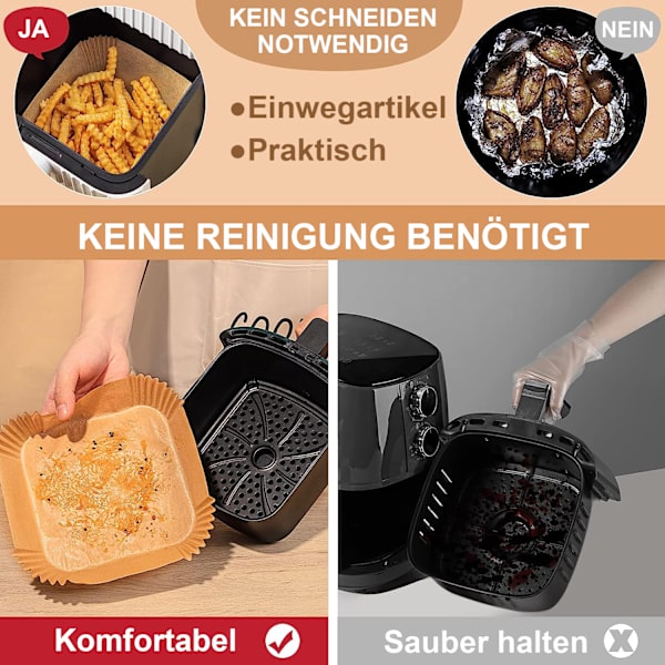 100-pack bakplåtspapper för airfryer, engångs airfryer non-stick pappersformar, baktillbehör bakplåtspapper, baktillbehör bakplåtspapper tillverkat