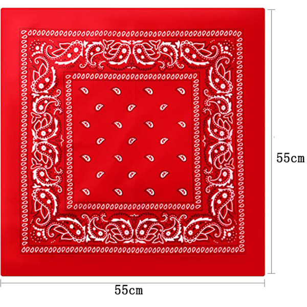 Set med 3 bandana-huvuddukar, röda, vita, svarta sjalar för kvinnor och män, bandana, huvudduk, halsduk, fyrkantig sjal, färgglad