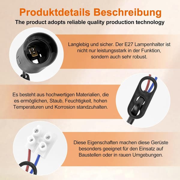 20 stk E27-sokler med chassisblå, Renoveringsbyggesokler, E27 erstatningslampeholder med chassisblå for LED-lamper