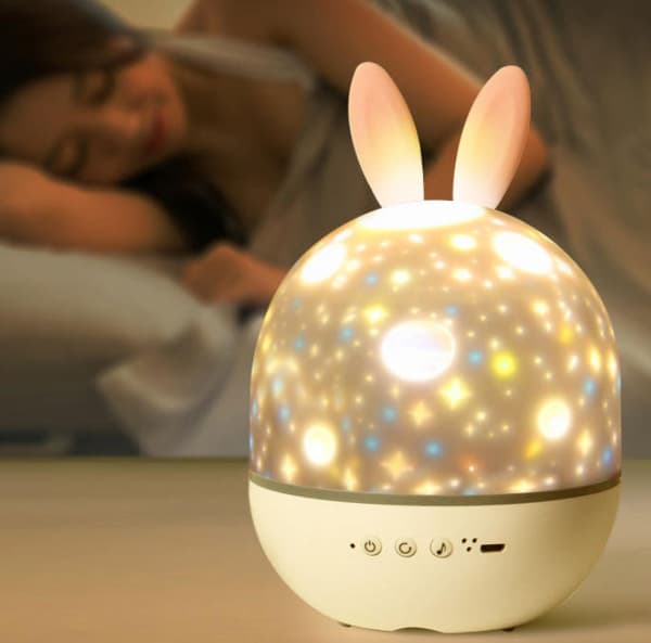 Small Bluetooth Night Light, Cartoon Rabbit Ears, 360° Rotation, USB Rechargeable, 1 Piece, 110 × 110 × 150 mm