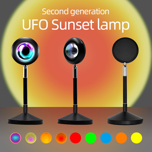 INF Bordslampa "Sunset" - Projicerar solnedgången, 16 färger, fjärrkontroll Svart