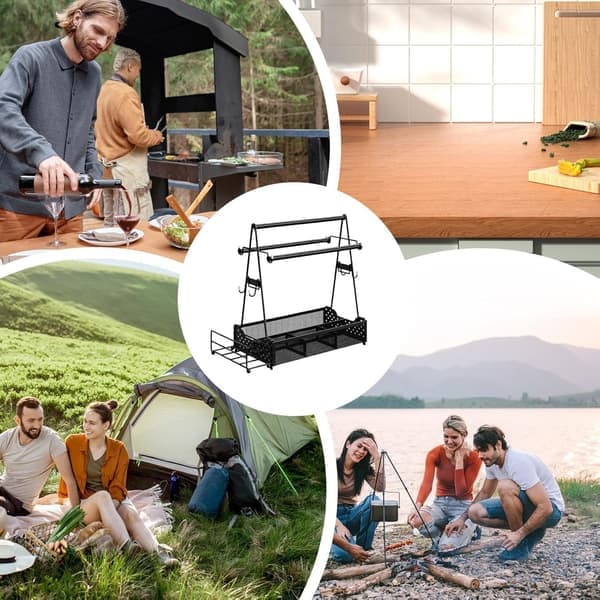 Churrasco kurv, grillredskabsarrangør, krydderikurv til udendørs picnic