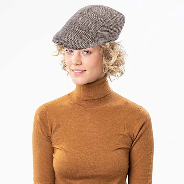 Nyhetspojkehattar för män Irländsk platt keps monterad Ivy hatt Retro Gatsby hatt herr Beret keps twill svart och vit