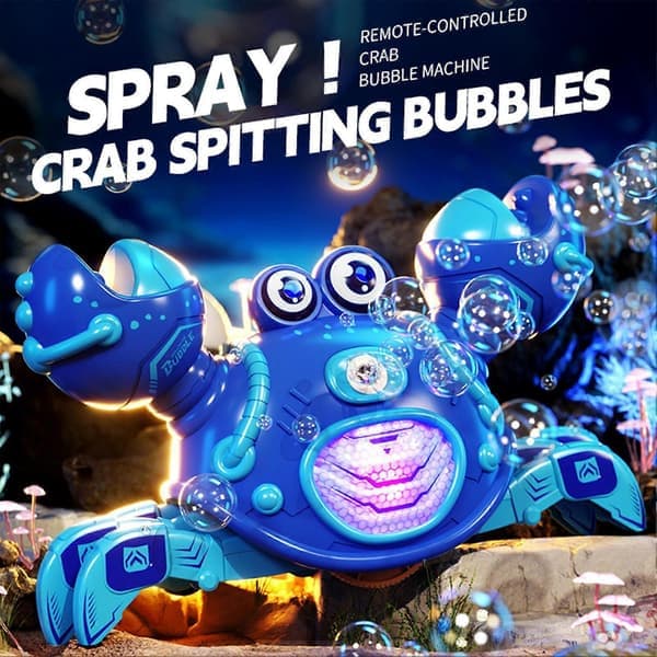 Crawling Crab Toy Electric Bubble Blower Remote Control Interactive Pet with Light Music Kids Gift